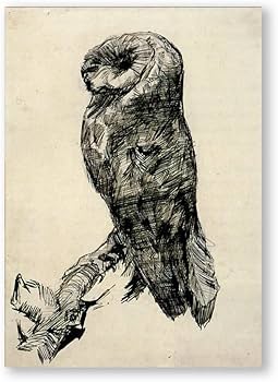 Amazon.co.jp: ゴッホの横から見たメンフクロウ 絵画ポスター プリント